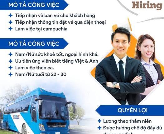 Nhân Viên bán vé xe đi Campuchia 2025
